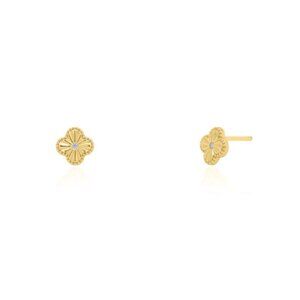 NWT Annabella Clover Studs // 14kt Gold Vermeil + CZ